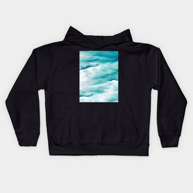 Ocean vibes waves pattern Kids Hoodie by TomFrontierArt